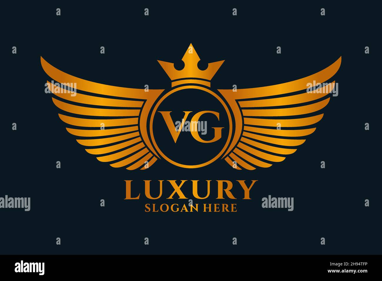 Luxury royal wing Letter VG crest Gold color Logo vector, Victory logo ...