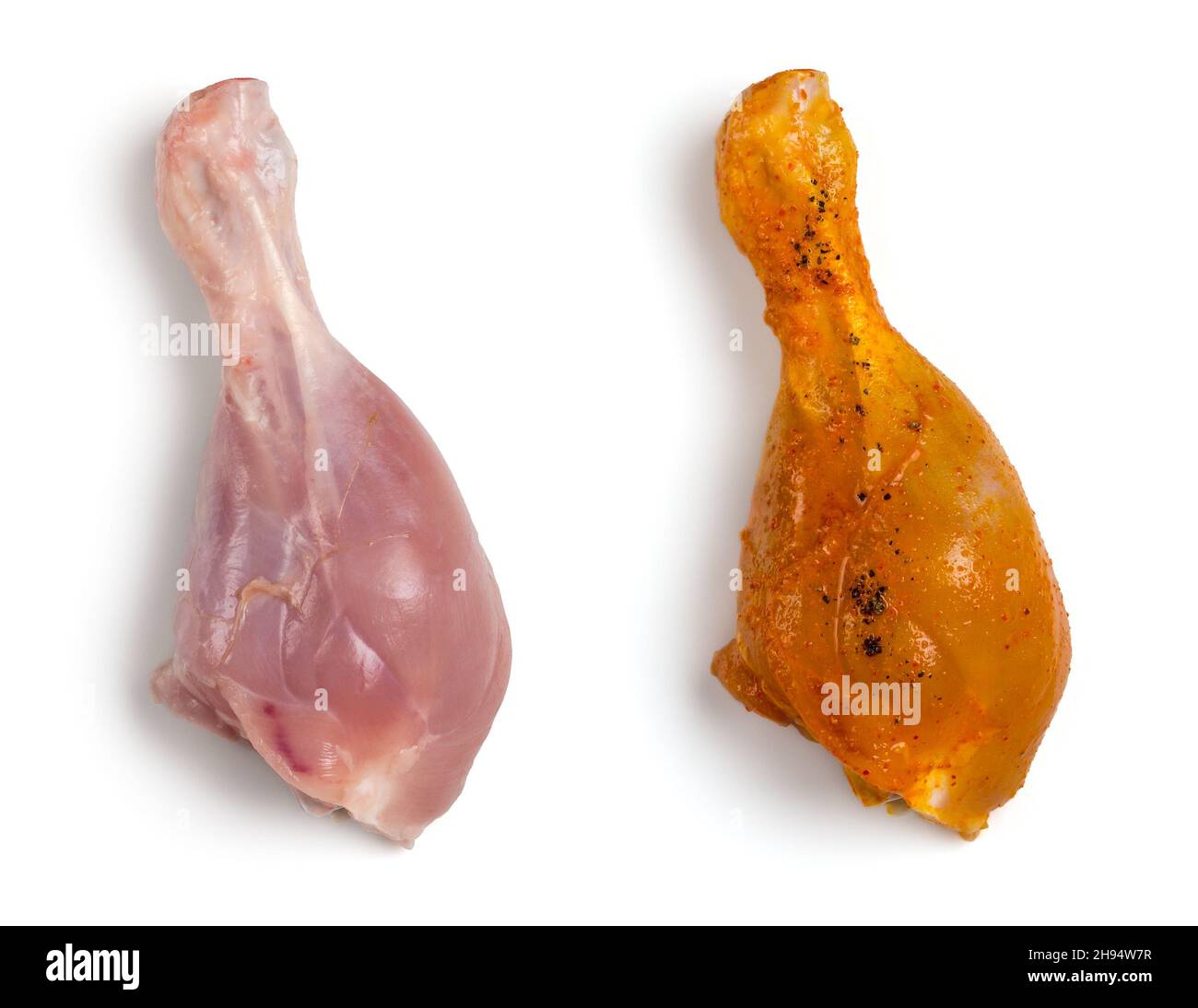 fresh and marinated chicken legs, closeup collection uncooked chicken