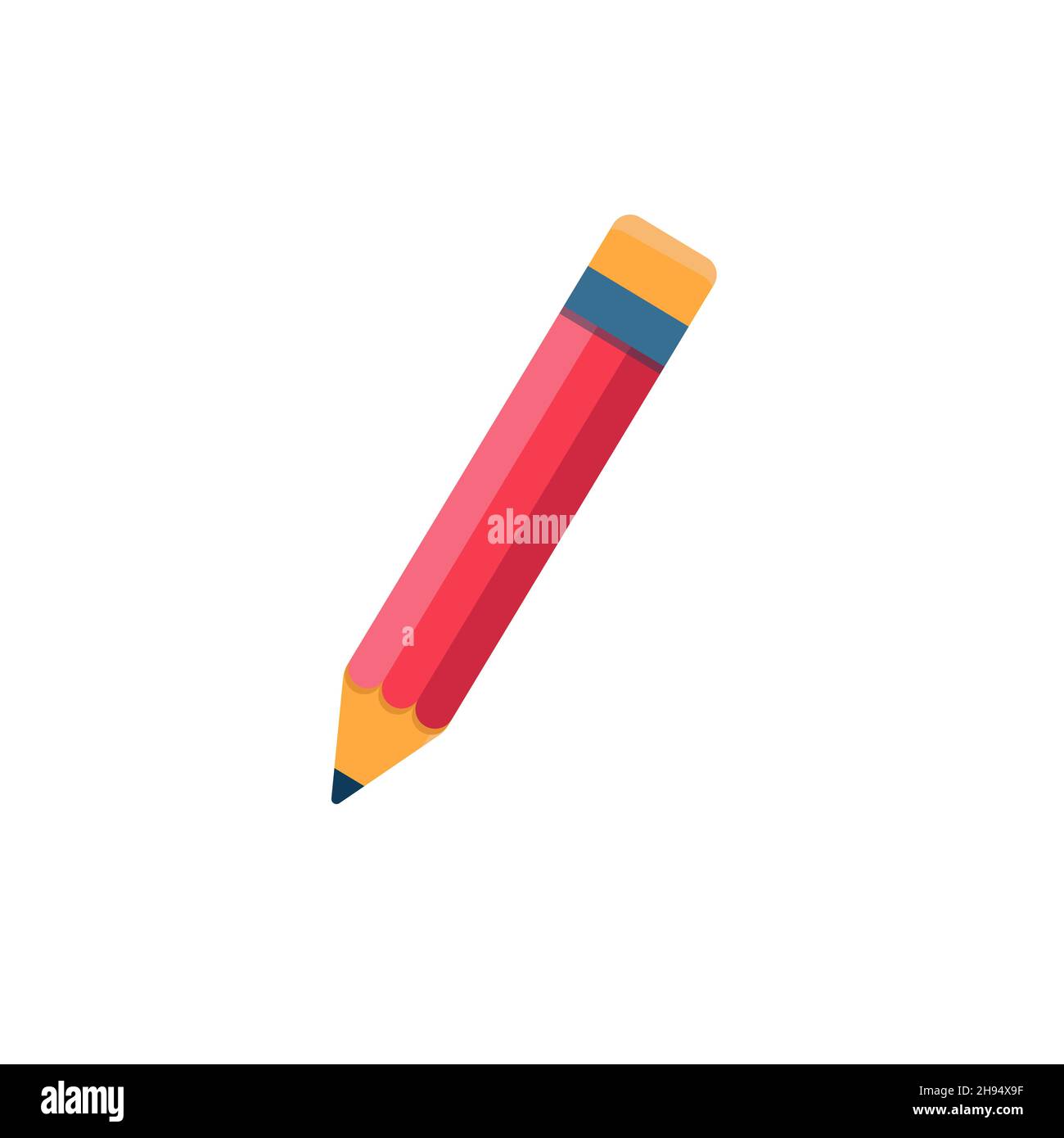 Isolated pencil in different styles of drawing photorealism, sketch, flat and icon , Stock Vector