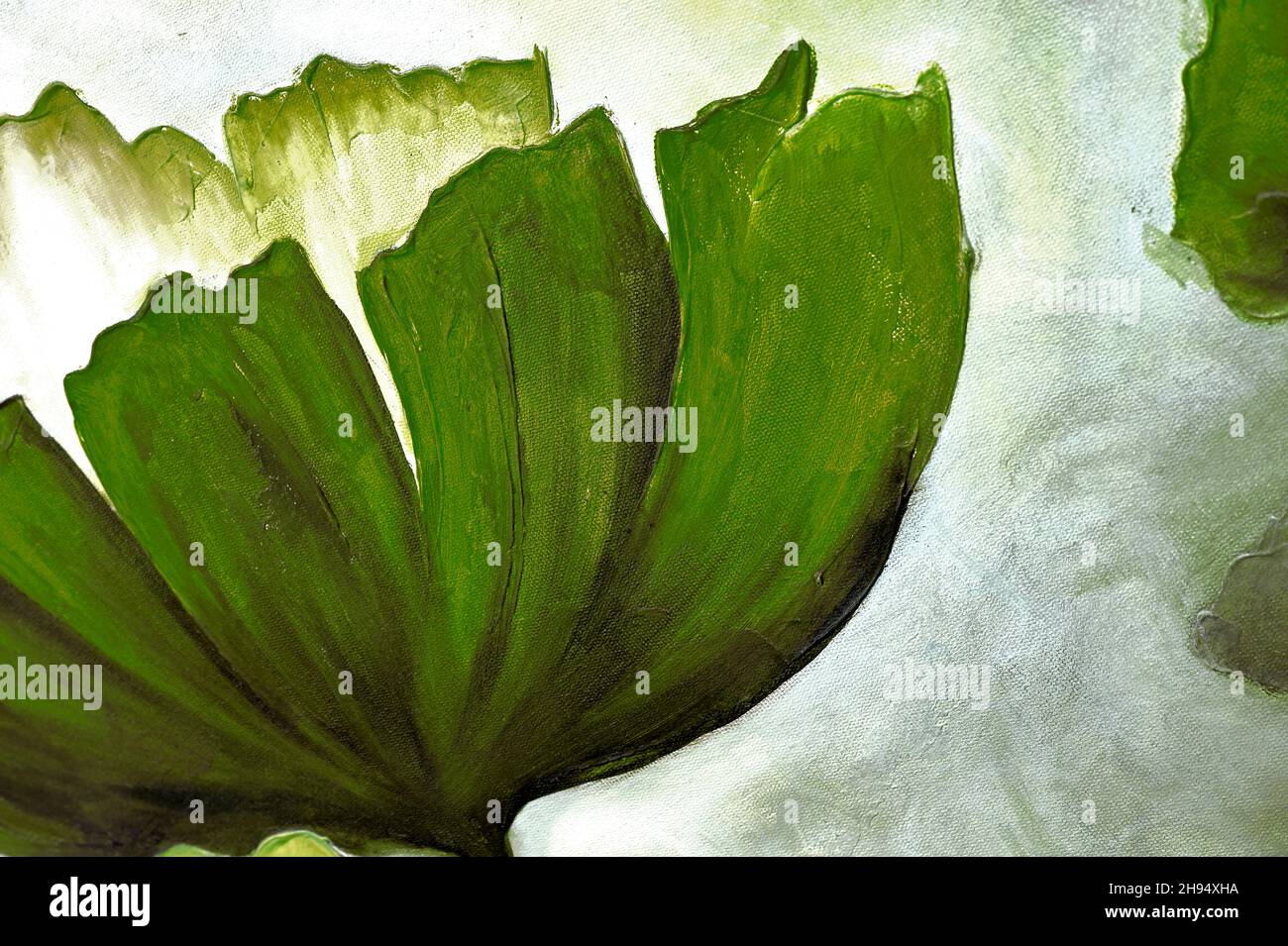 Painting poppy on canvas background green background Stock Photo