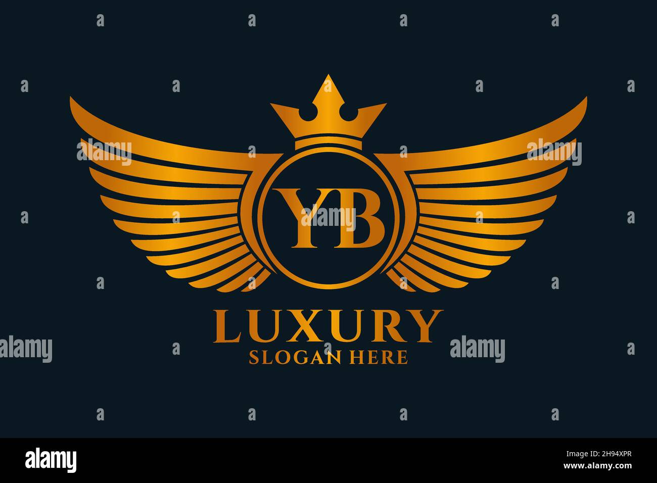 Luxury royal wing Letter YB crest Gold color Logo vector, Victory logo ...