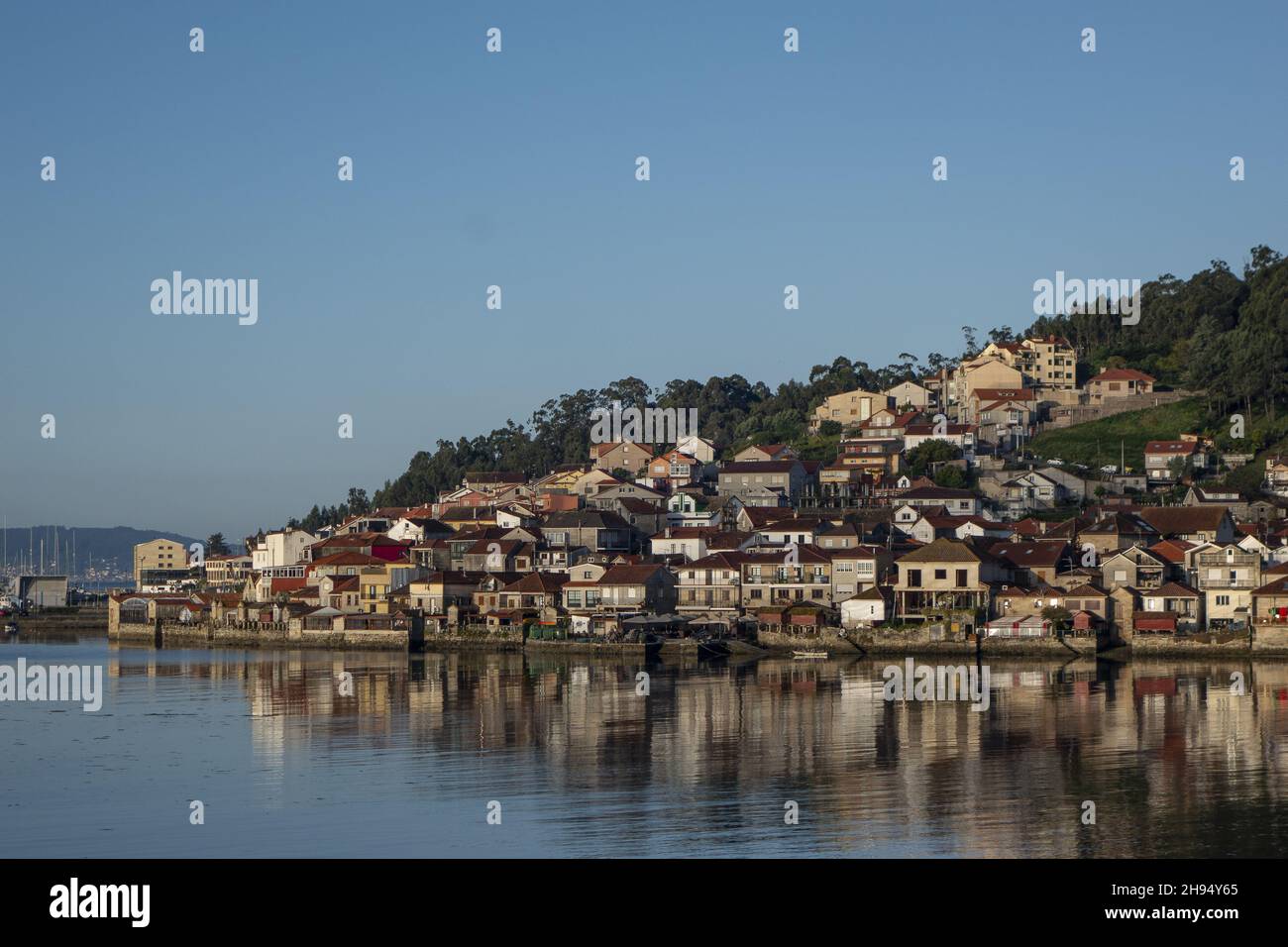 Beautiful view of Combarro famous village in Poio, Galicia, Spain Stock Photo