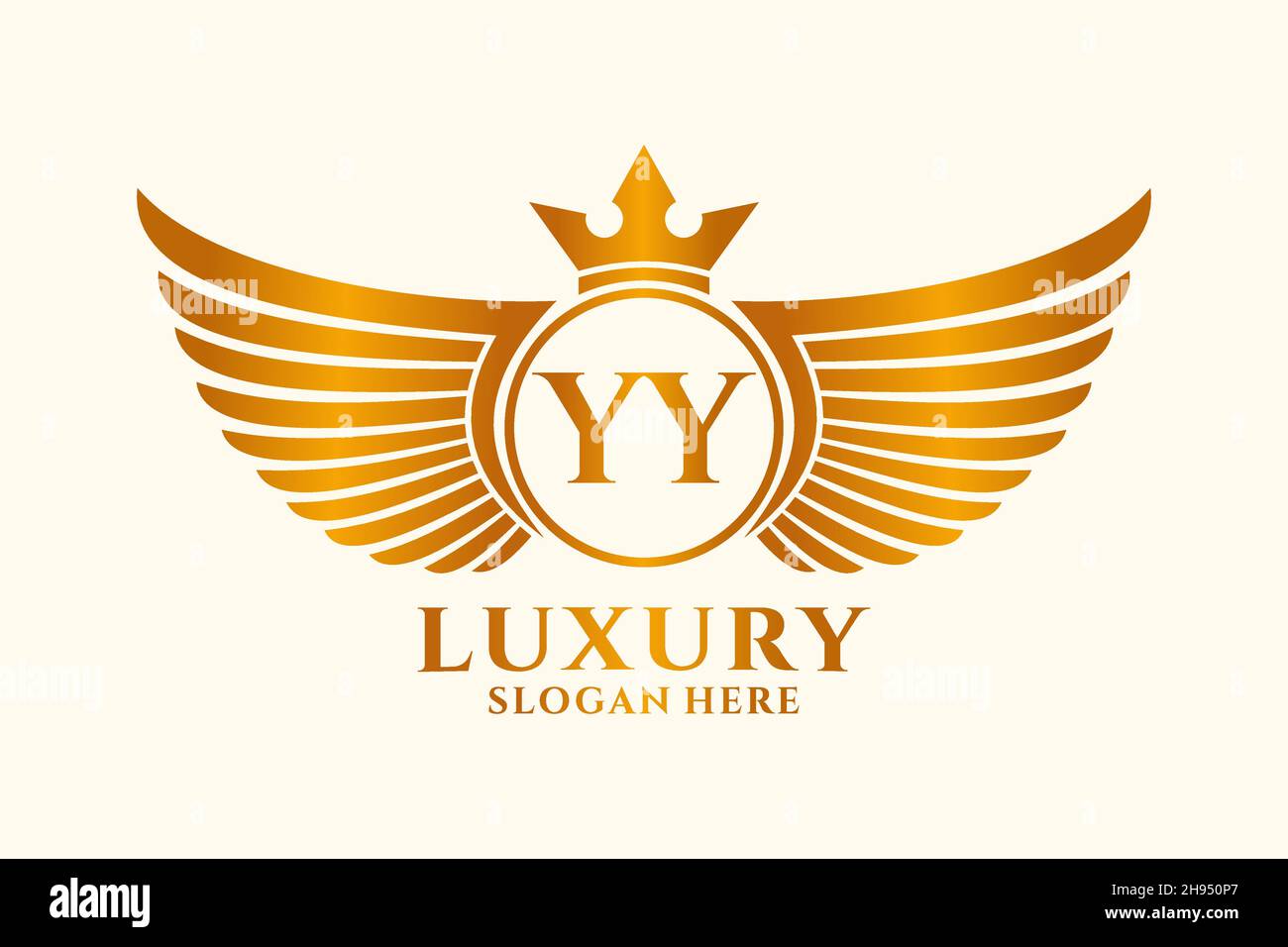 Luxury royal wing Letter YY crest Gold color Logo vector, Victory logo, crest logo, wing logo, vector logo . Stock Vector