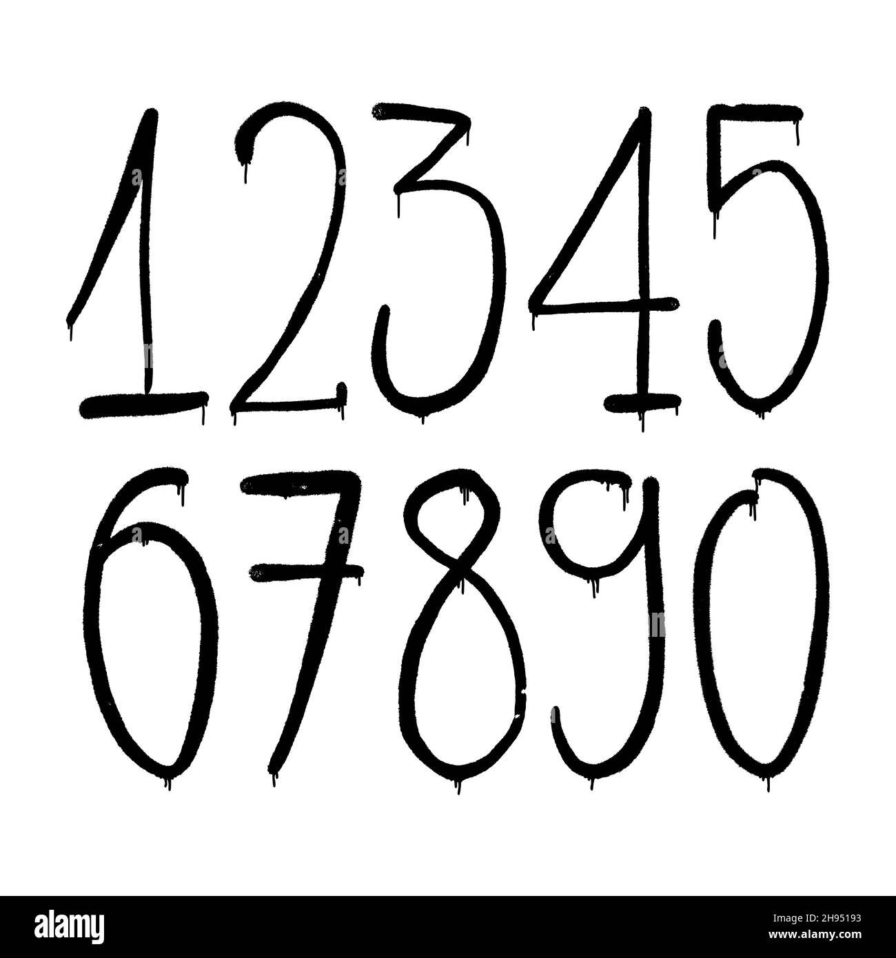 graffiti numbers. set of numbers in the style of graffiti spray Stock