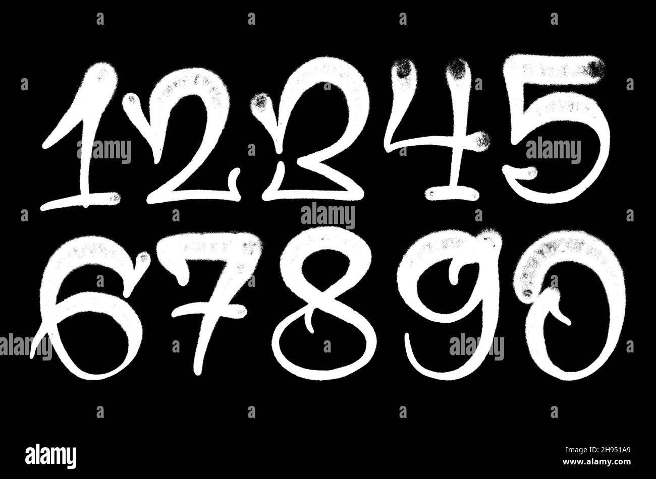 graffiti numbers. set of numbers in the style of graffiti spray Stock