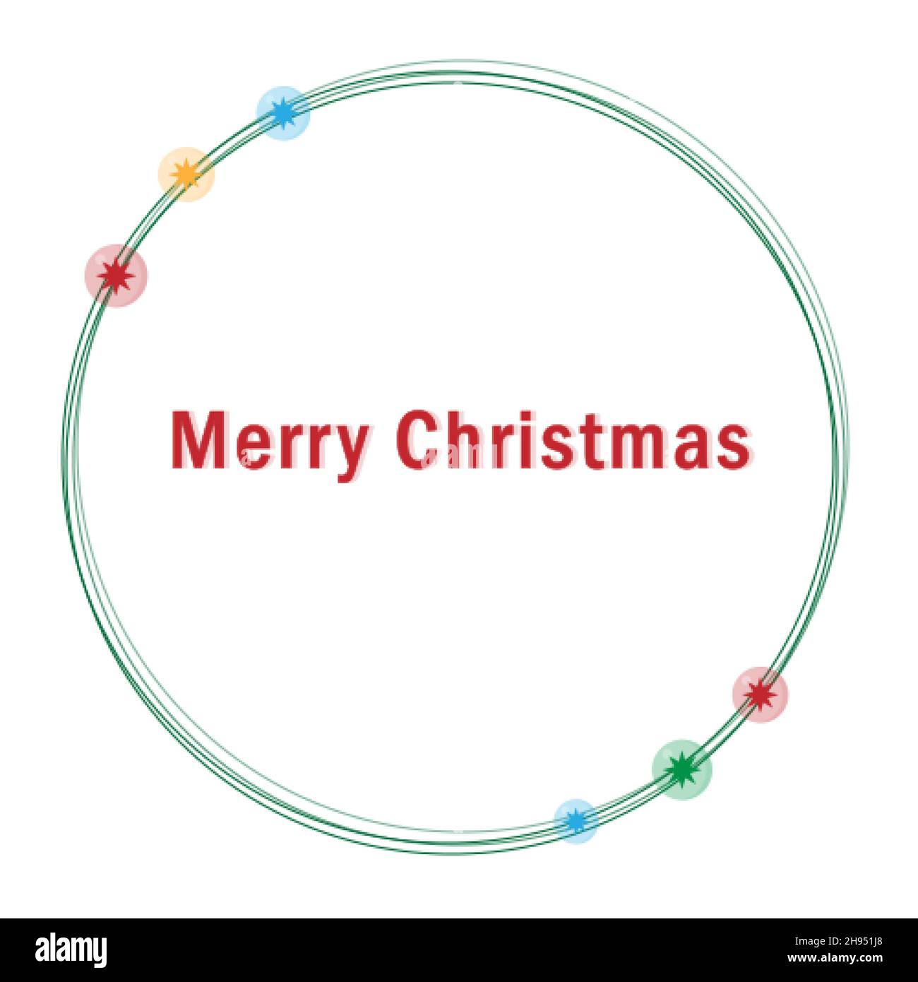 Merry Christmas circle simple frame with balls Stock Vector