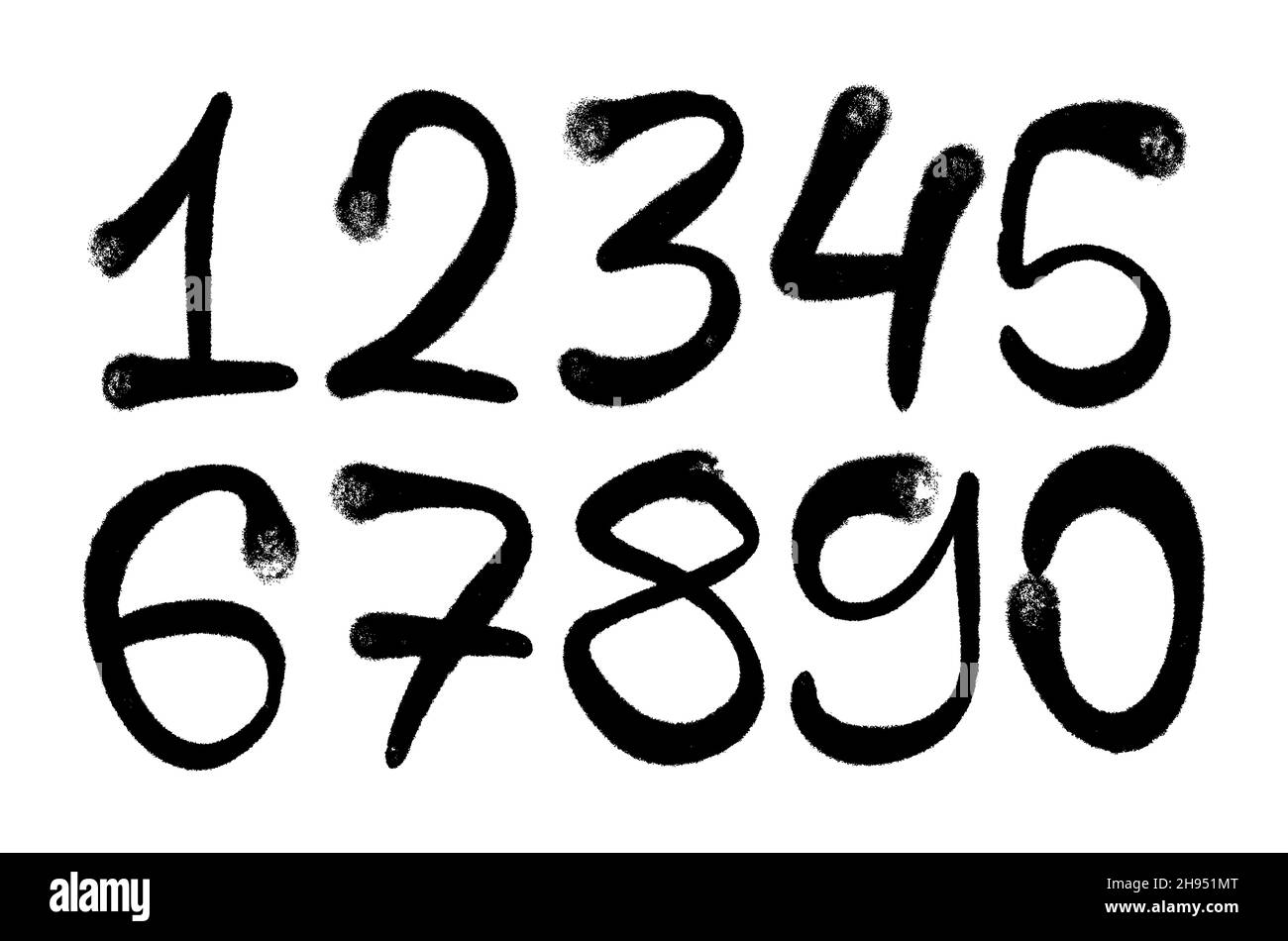 graffiti numbers. set of numbers in the style of graffiti spray Stock