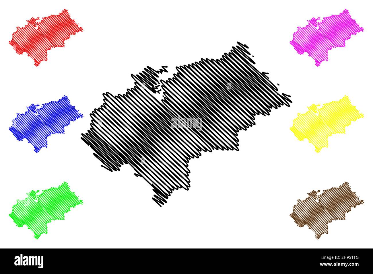 Chikmagalur district (Karnataka State, Republic of India, Mysore Division) map vector illustration, scribble sketch Chikkamagaluru map Stock Vector