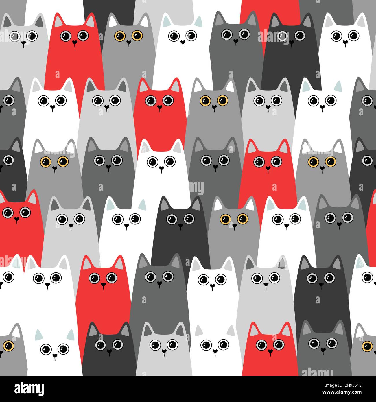 Seamless vector pattern with cute cats. Vector Illustration Stock ...