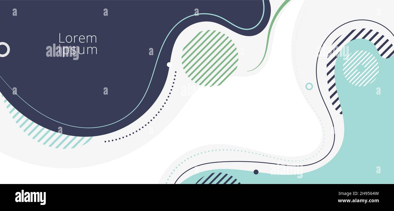 Abstract background liquid organic forms dynamic waves and circles, lines on white background. Vector illustration Stock Vector