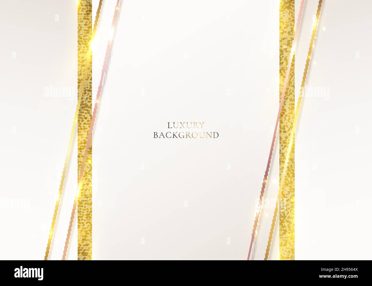 3D modern luxury template design white stripes and golden glitter line ...