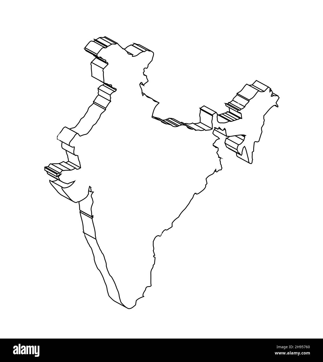 Outline map of india Black and White Stock Photos & Images - Alamy