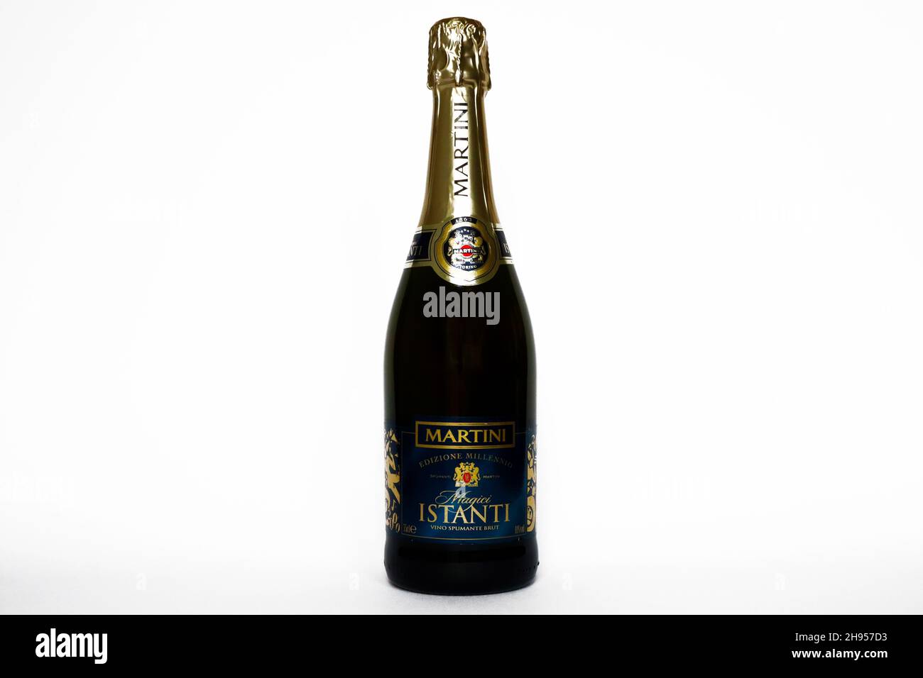 Magici Istanti MARTINI Italian Brut Sparkling Wine Spumante. Made in Italy by Martini-Rossi S.p.A. Stock Photo