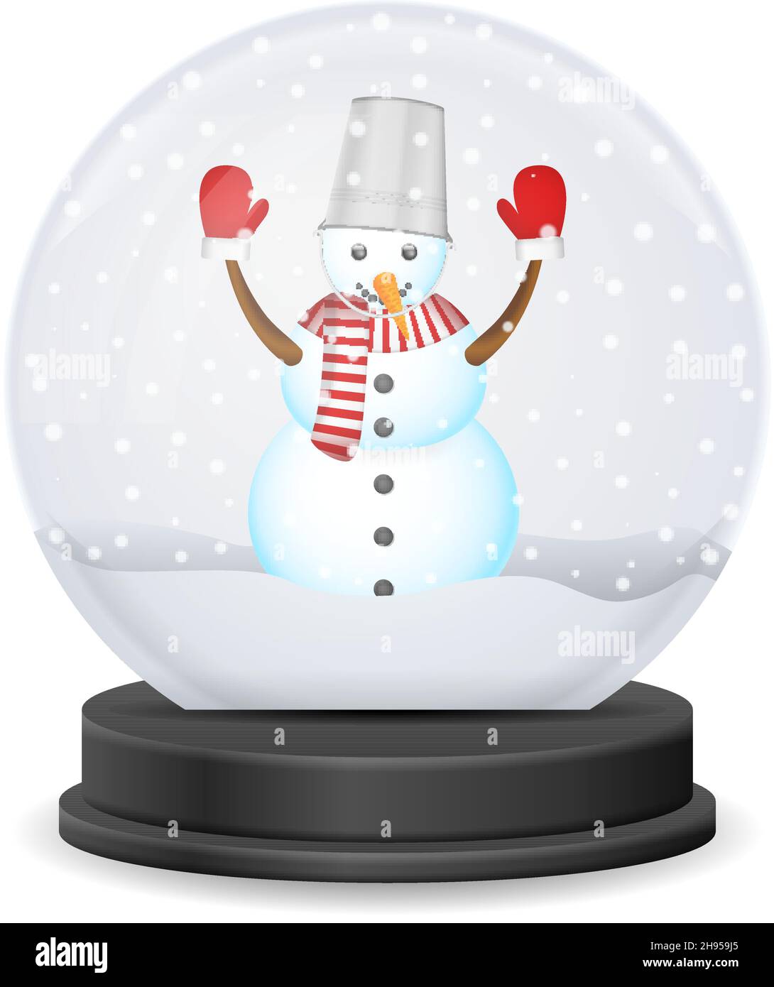 Snow globe with snowman on a white background. Vector illustration ...