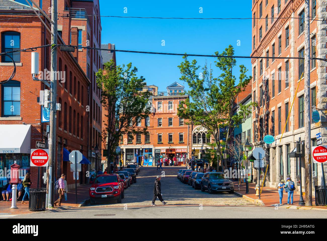 Moulton Street with historic commercial buildings at Commercial Street