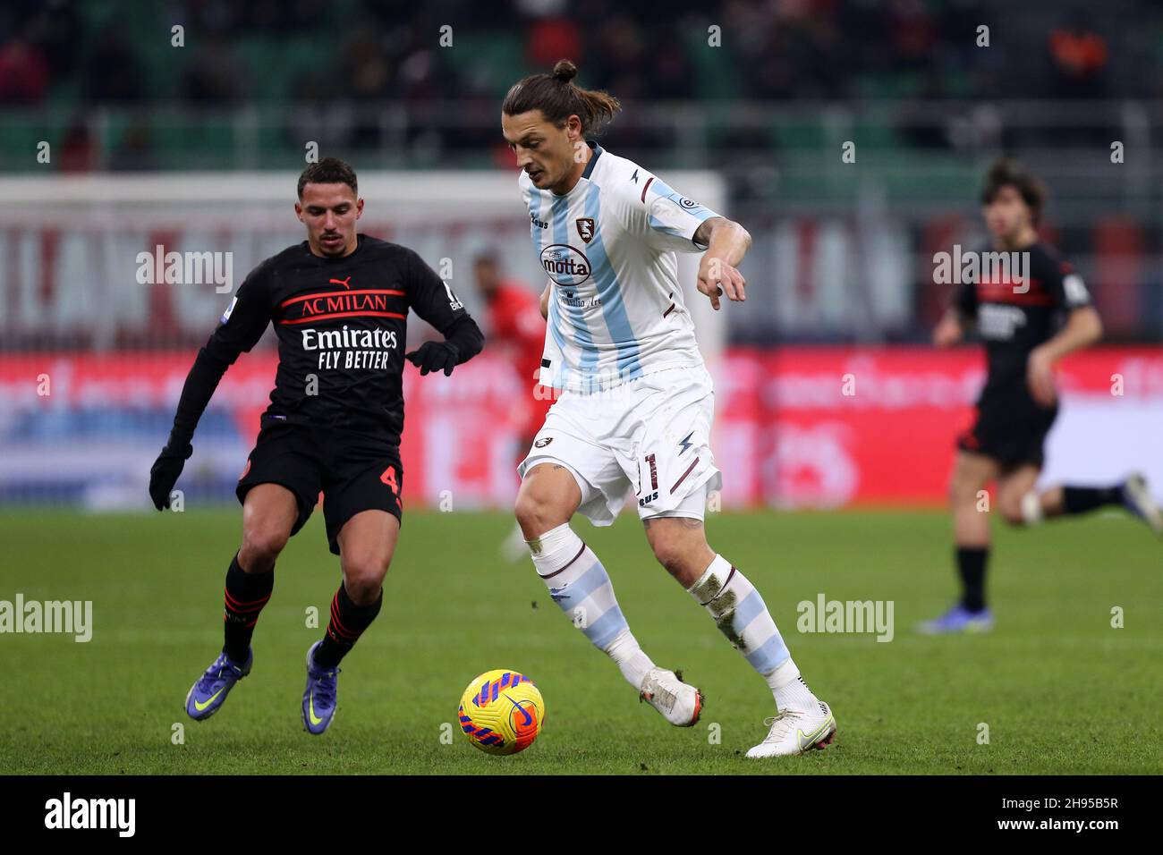 Milano, Italy. 04th Dec, 2021. Milan Duric of US Salernitana controls the  ball during the Serie A match between Ac Milan and Us Salernitana at Stadio  Giuseppe Meazza on December 4, 2021