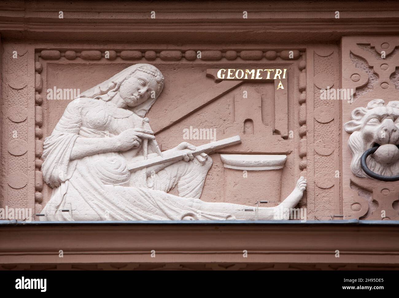 Geometria, geometry, figure  at the Town Hall of Lemgo, North Rhine-Westphalia, Germany, Europe Stock Photo