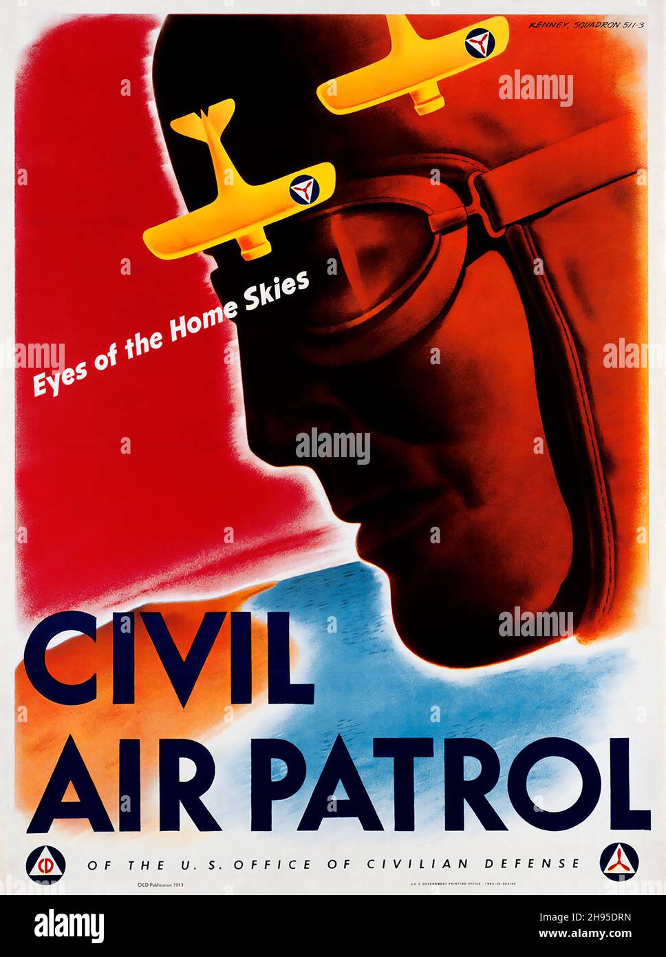 CAP Eyes of the Home Skies poster, CIVIL AIR PATROL 1943 - The text 'Kenney, Squadron 511-3', Digitally enhanced. Stock Photo