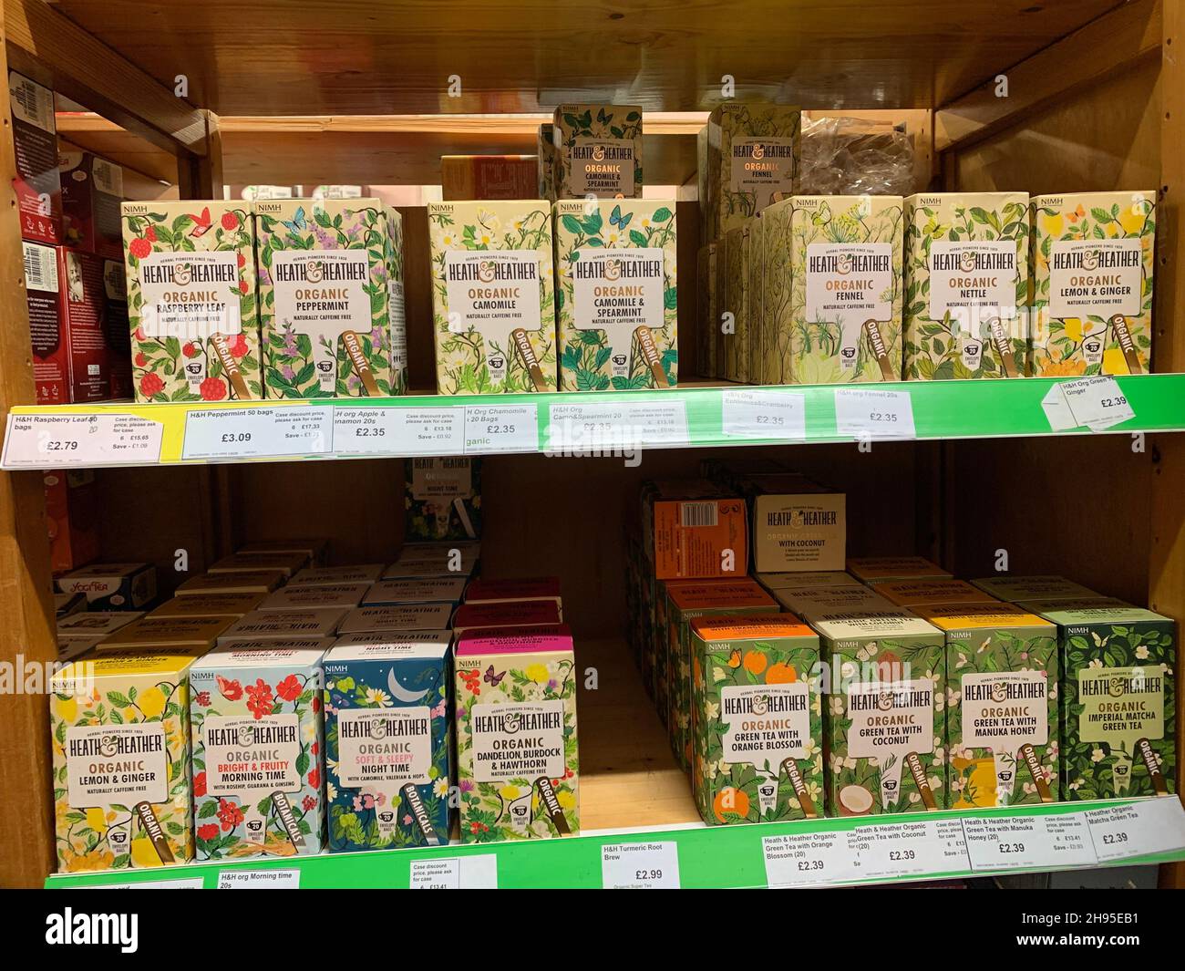 organic tea at Daily Bread Northampton UK boxes box shelving shelf type