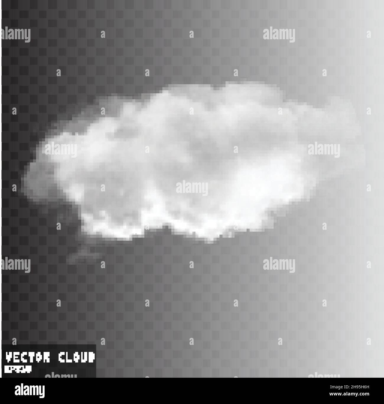 Cloud vector illustration, single vector cloud isolated over transparent background, white cloud object Stock Vector