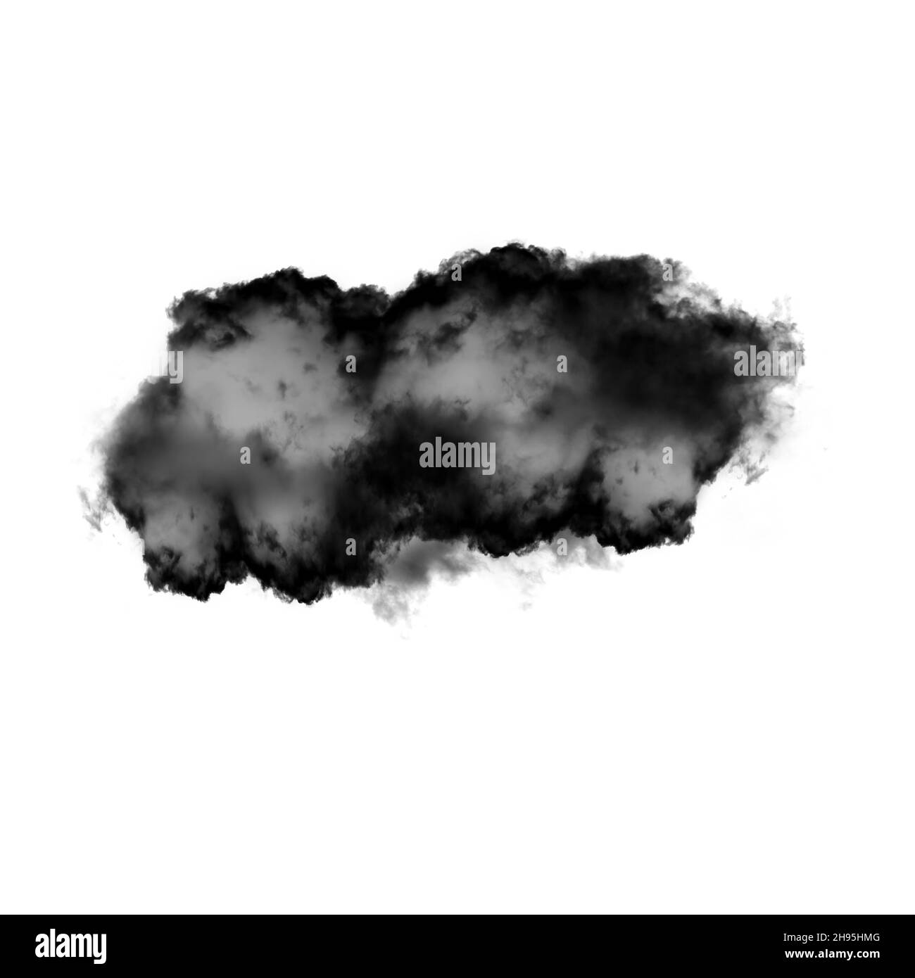 Black cloud or smoke isolated over white background, cloud shape illustration Stock Photo
