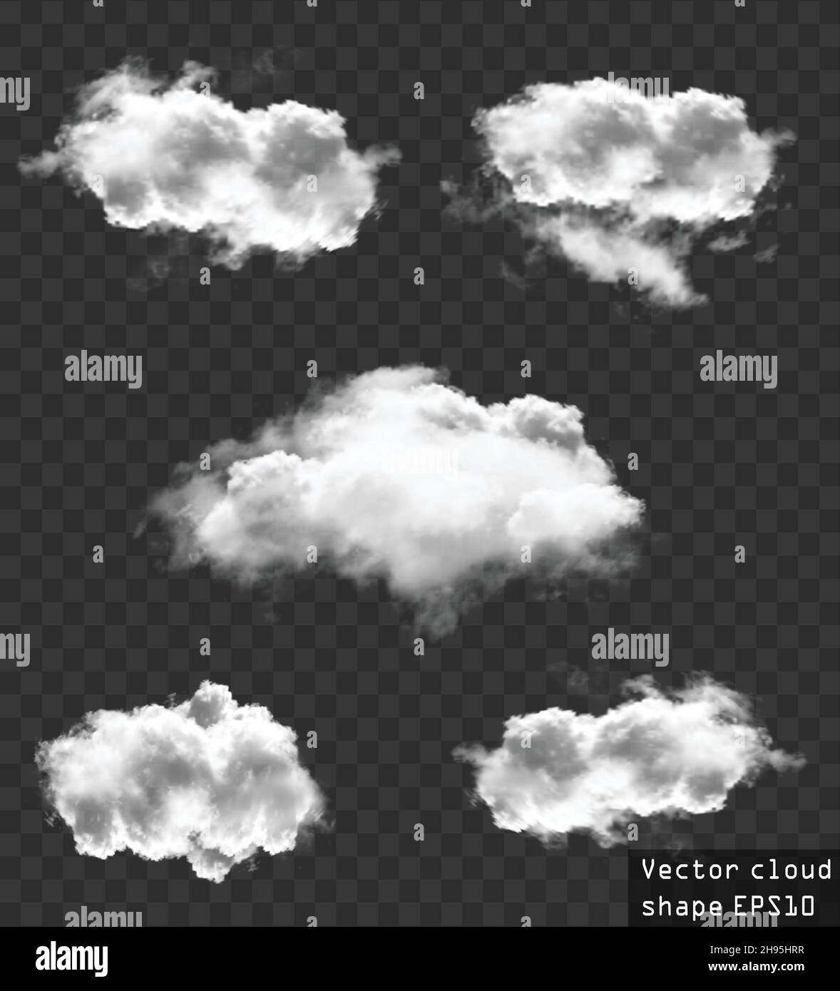 Clouds vector collection, cloud shapes illustration. Realistic white ...