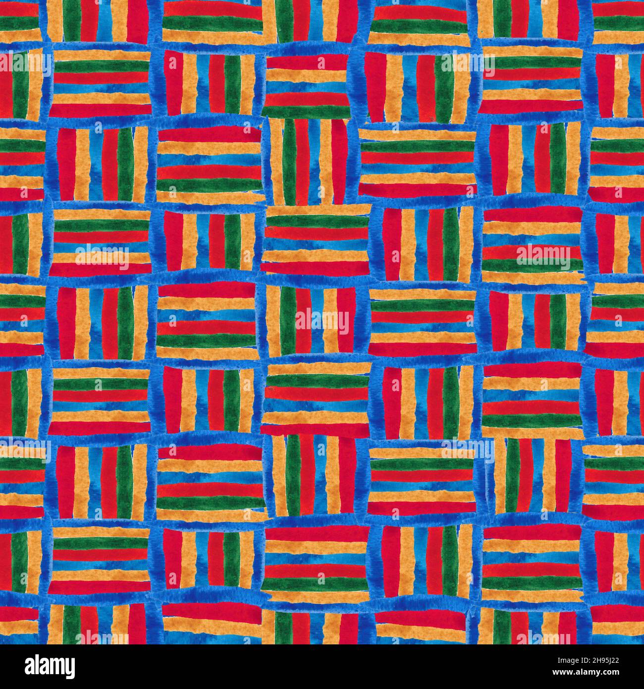 pattern by watercolor colorful lines, spots. plaid pattern Stock Photo