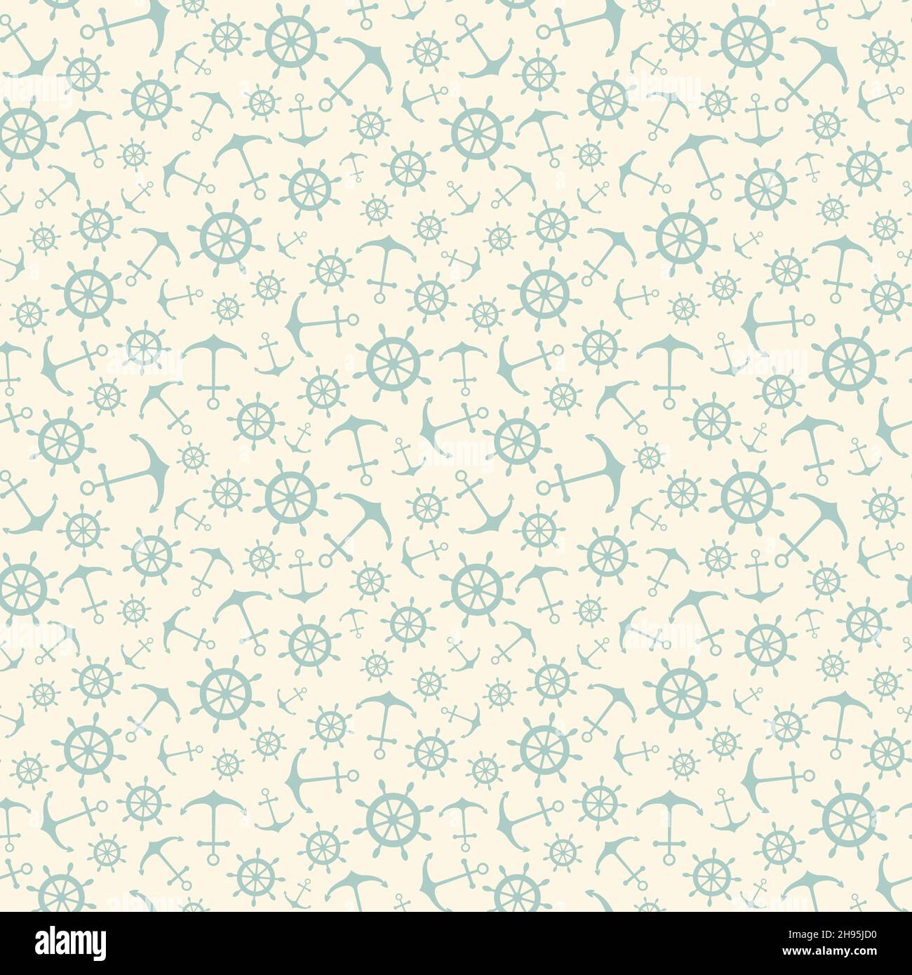 Nautical seamless pattern with ship wheels and anchors Stock Vector ...