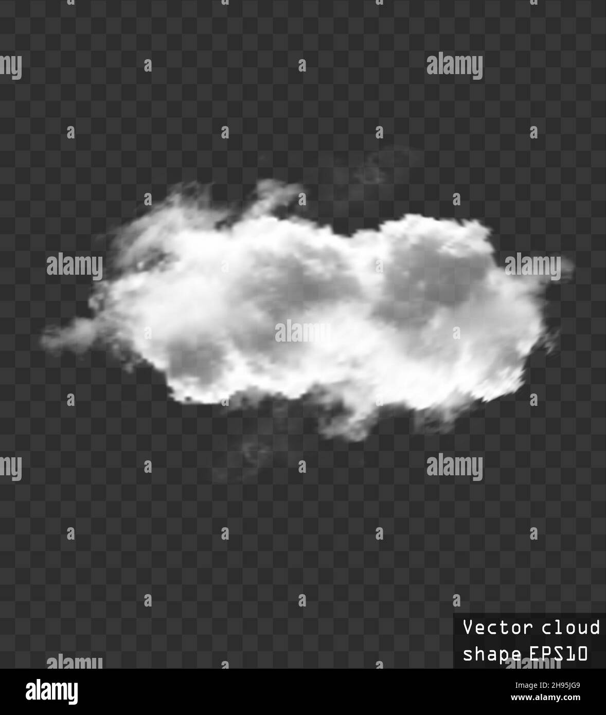 Single cloud vector illustration. Realistic white fluffy cloud isolated over transparent background. Vector resizable cloud shape Stock Vector