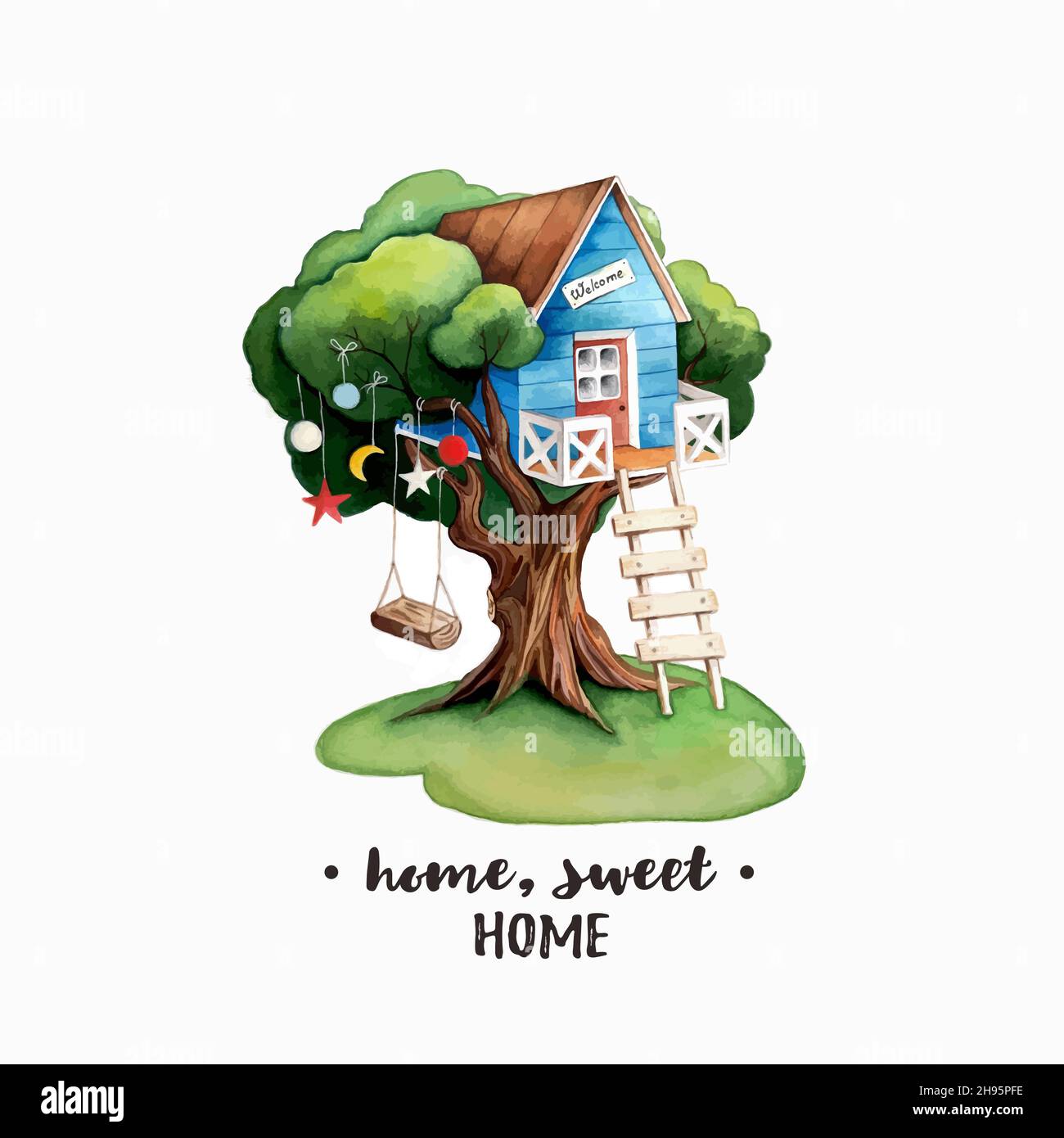 Home, sweet home vector illustration. Tree House Stock Vector Image ...