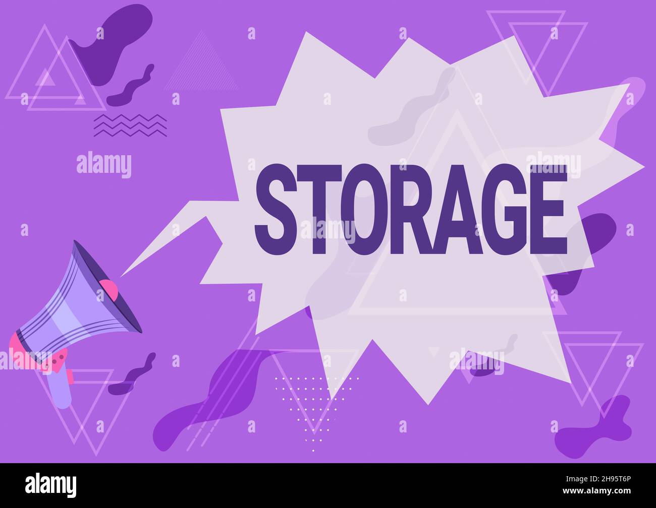 Handwriting text Storage. Concept meaning Action of storage something