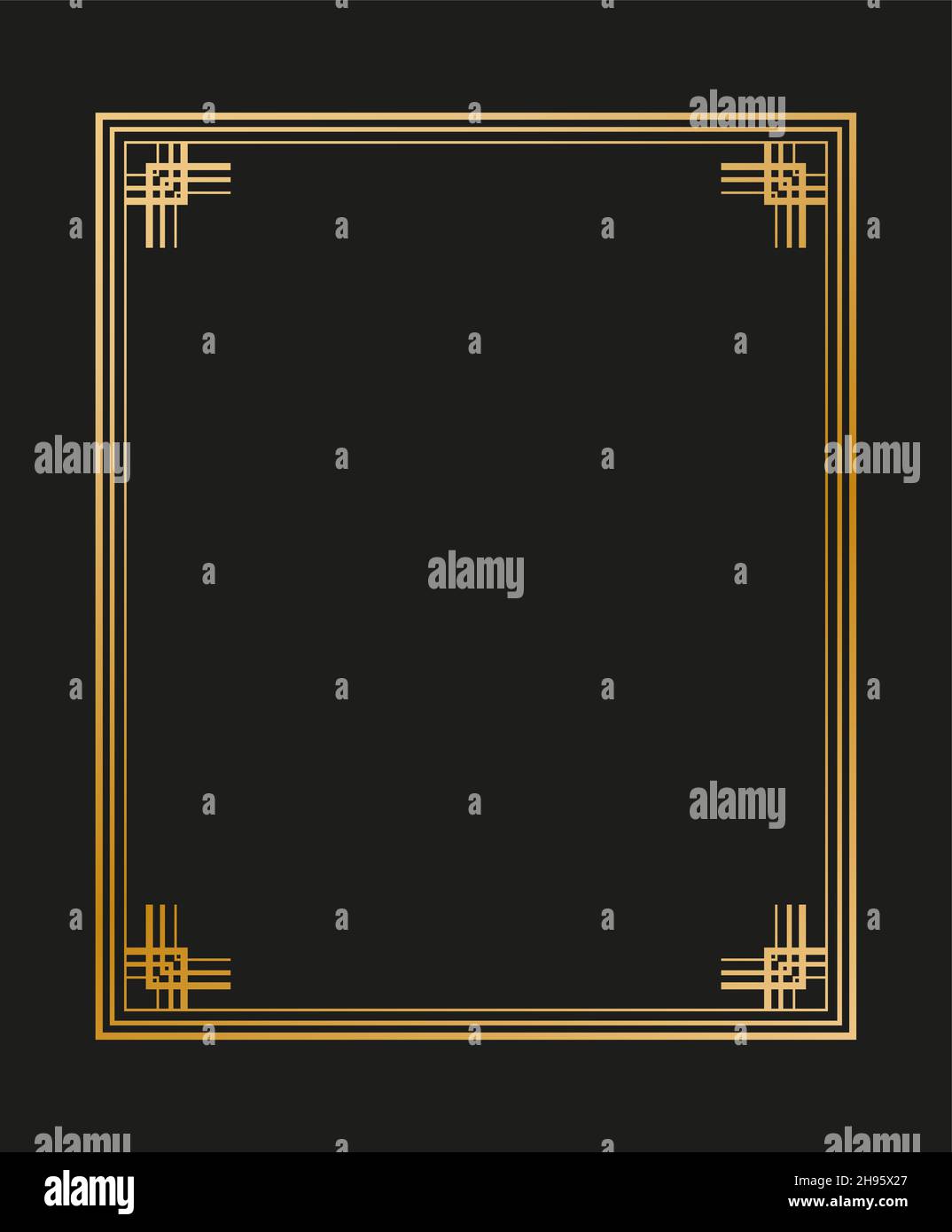Vector illustration of art deco borders and frames. Creative pattern in the style of the 1920s for your design. Stock Vector