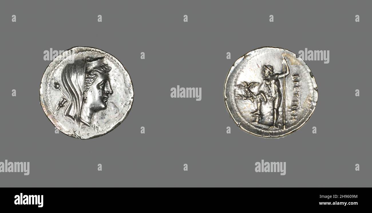 Drachm (Coin) Depicting the Nymph Amphitrite, 216-203 BCE. Stock Photo
