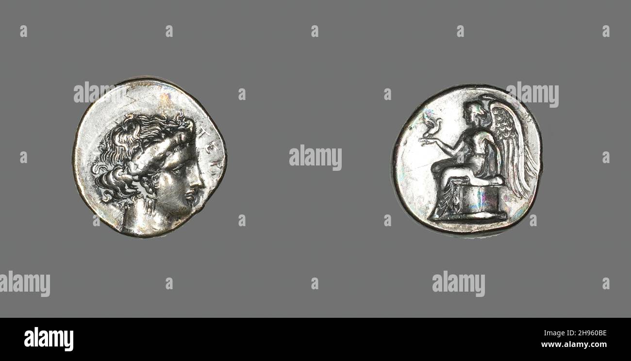 Stater (Coin) Depicting the Nymph Terrina, 375-356 BCE. Stock Photo