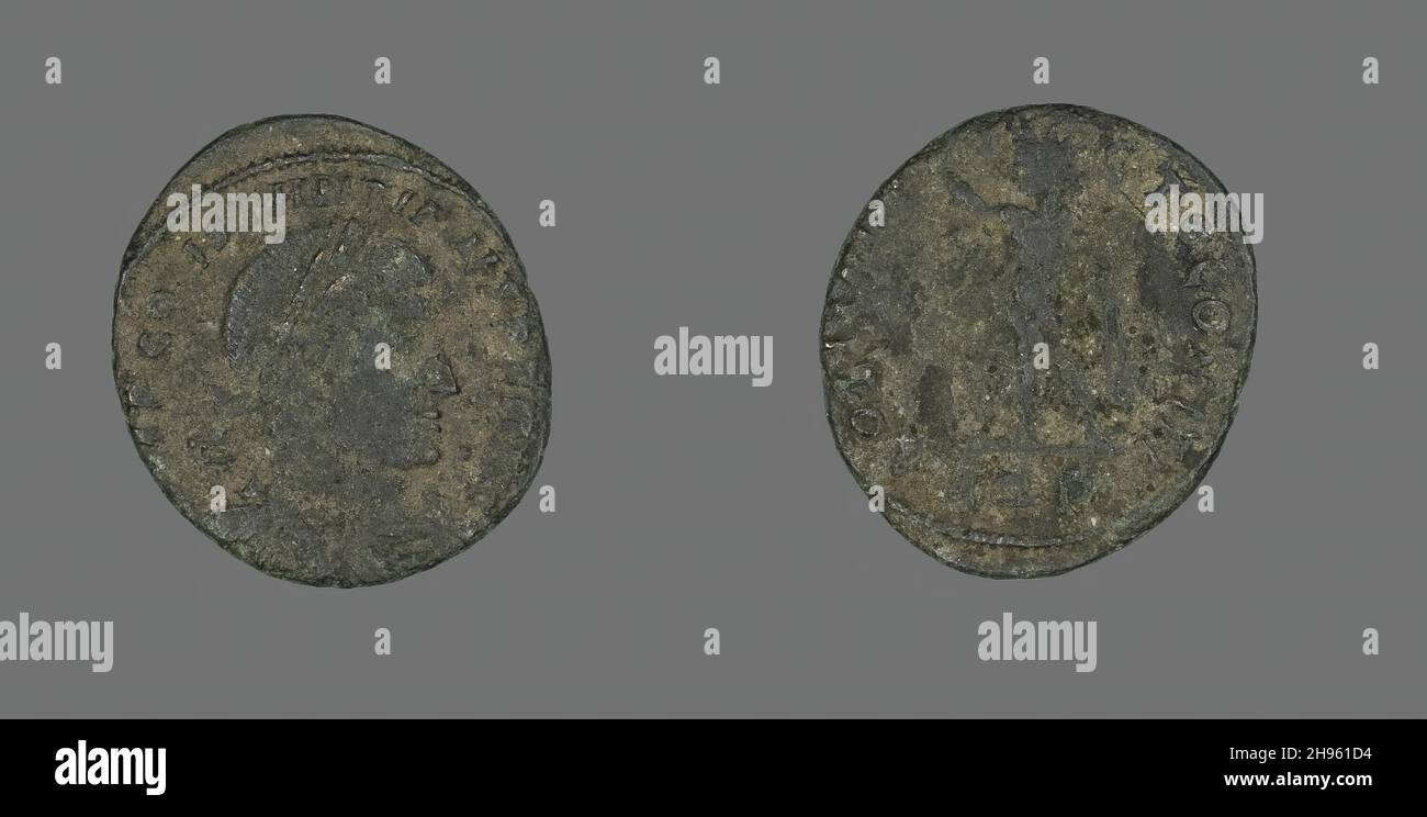 Coin Portraying Emperor Constantine I, 317 AD. Sun deity Sol on reverse ...