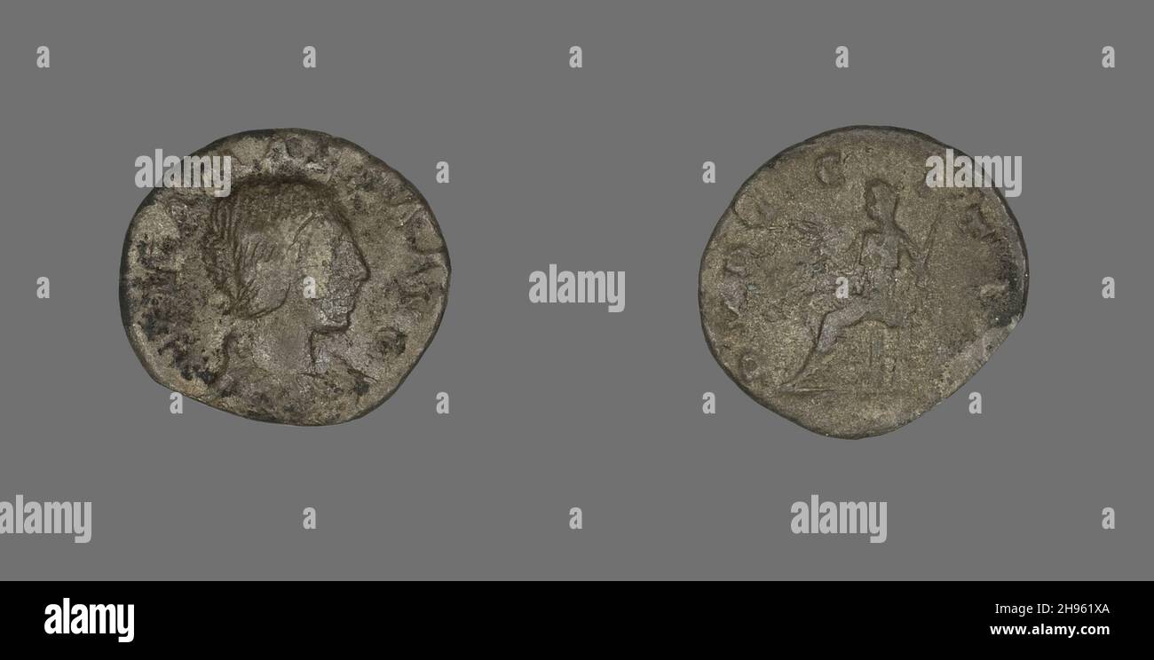 Denarius (Coin) Portraying Julia Maesa, 223. Reverse: Pudicitia (Modesty), holding a sceptre. Stock Photo