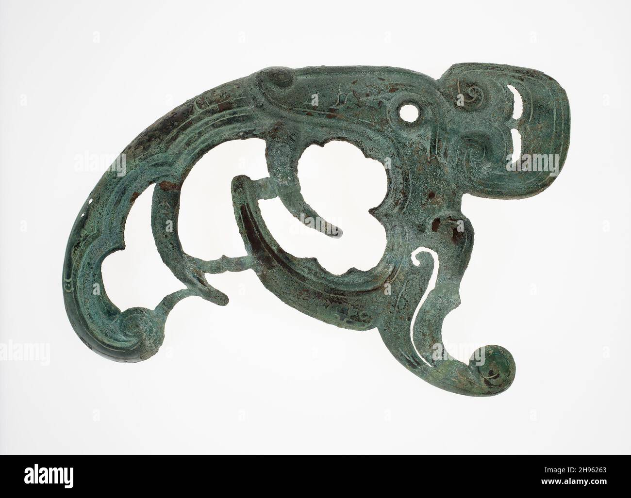 Pair of Plaques with Profile Animal Heads, Western Zhou dynasty ( 1046-771 BC ), 10th/8th century B.C. Stock Photo