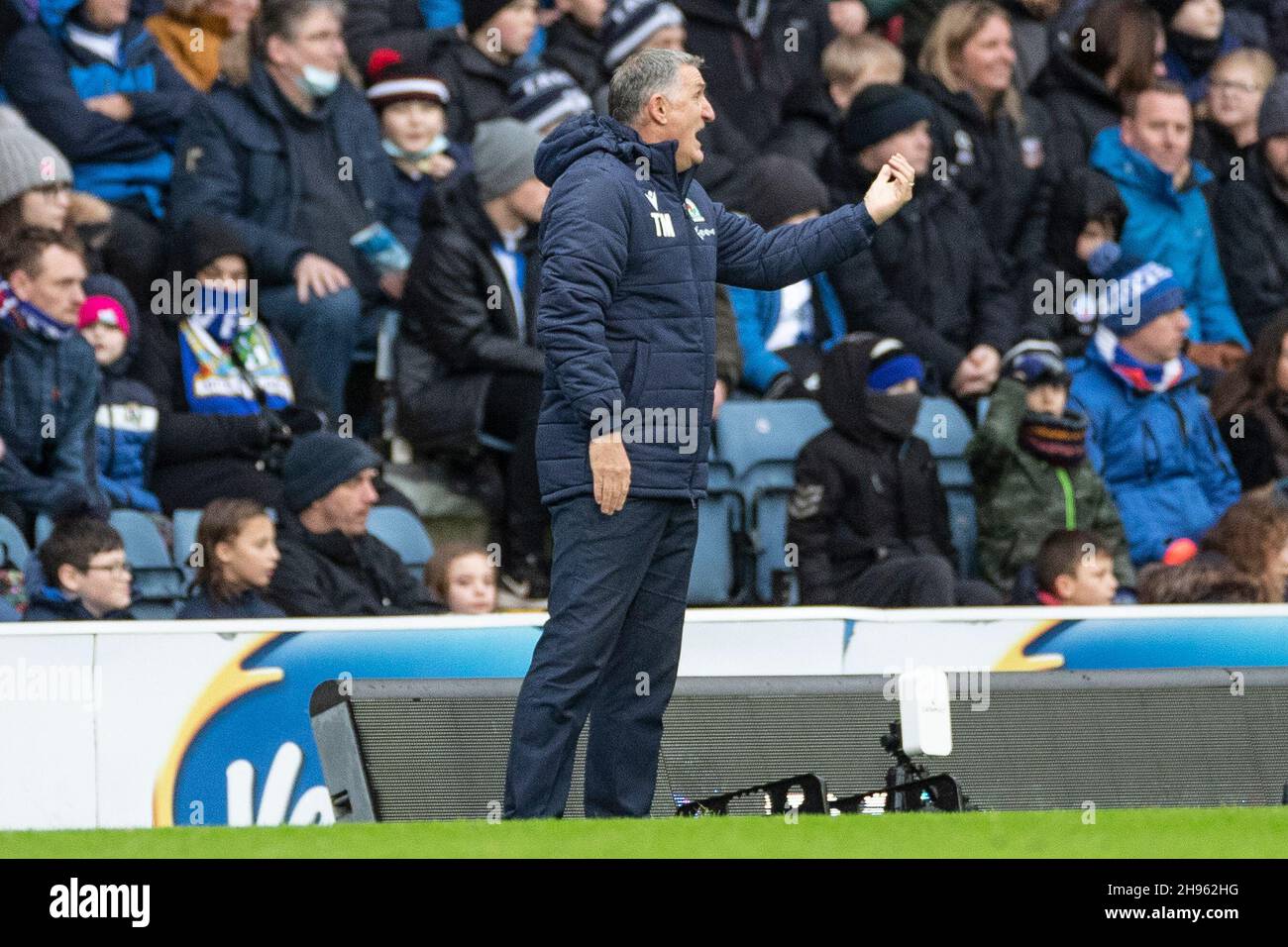 Blackburn Rovers manager Tony Mowbray during the EFL Sky Bet Championship match between Blackburn Rovers and Preston North End at Ewood Park, Blackburn, England on 4 December 2021. Photo by Mike Morese. Editorial use only, license required for commercial use. No use in betting, games or a single club/league/player publications. Credit: UK Sports Pics Ltd/Alamy Live News Stock Photo