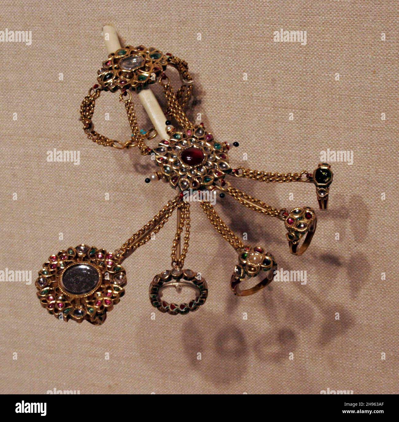 Hand Ornament (Hathphul) and Thumb Ring (Arsi), 19th century. Stock Photo
