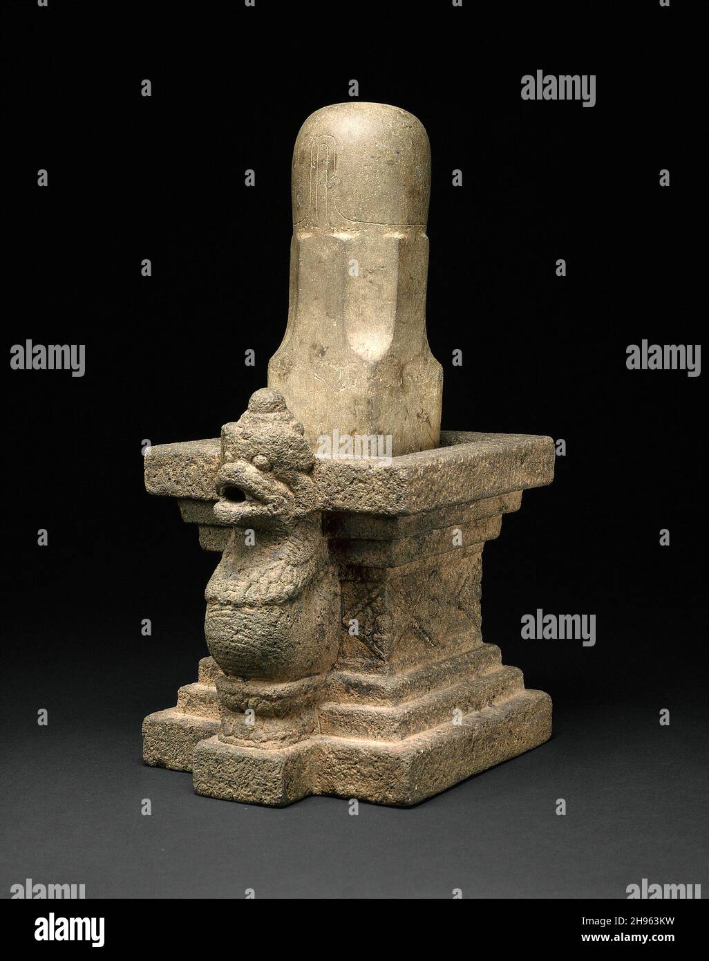 Emblem of the God Shiva (Linga) with Serpent Base, 12th/13th century. Stock Photo