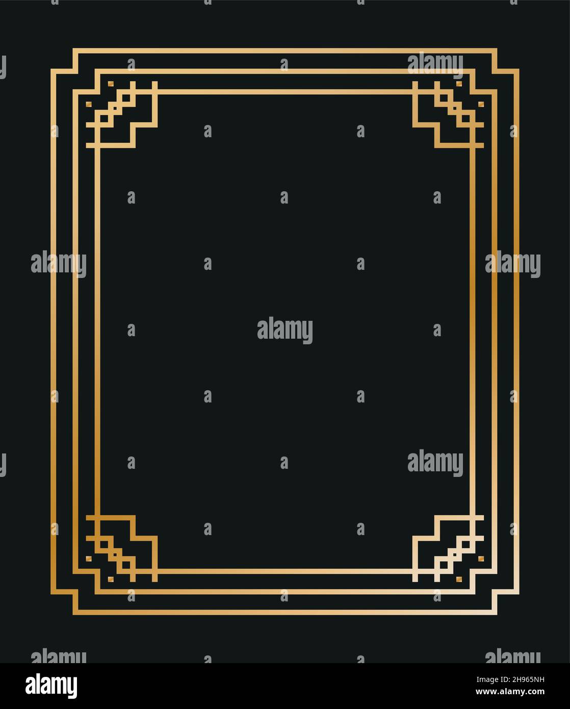 Vintage linear thin line geometric shape art deco retro design frame ...