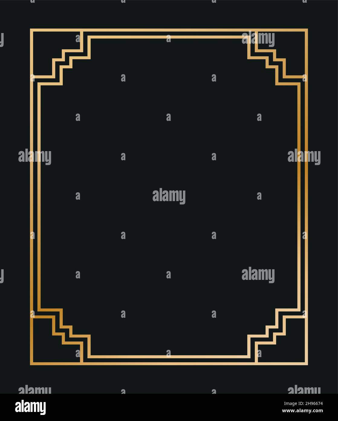 Vintage linear thin line geometric shape art deco retro design frame ...