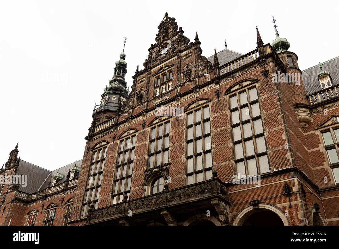 The Academy Building at the University of Groningen in the Netherlands. The city center building houses the university administration. Stock Photo