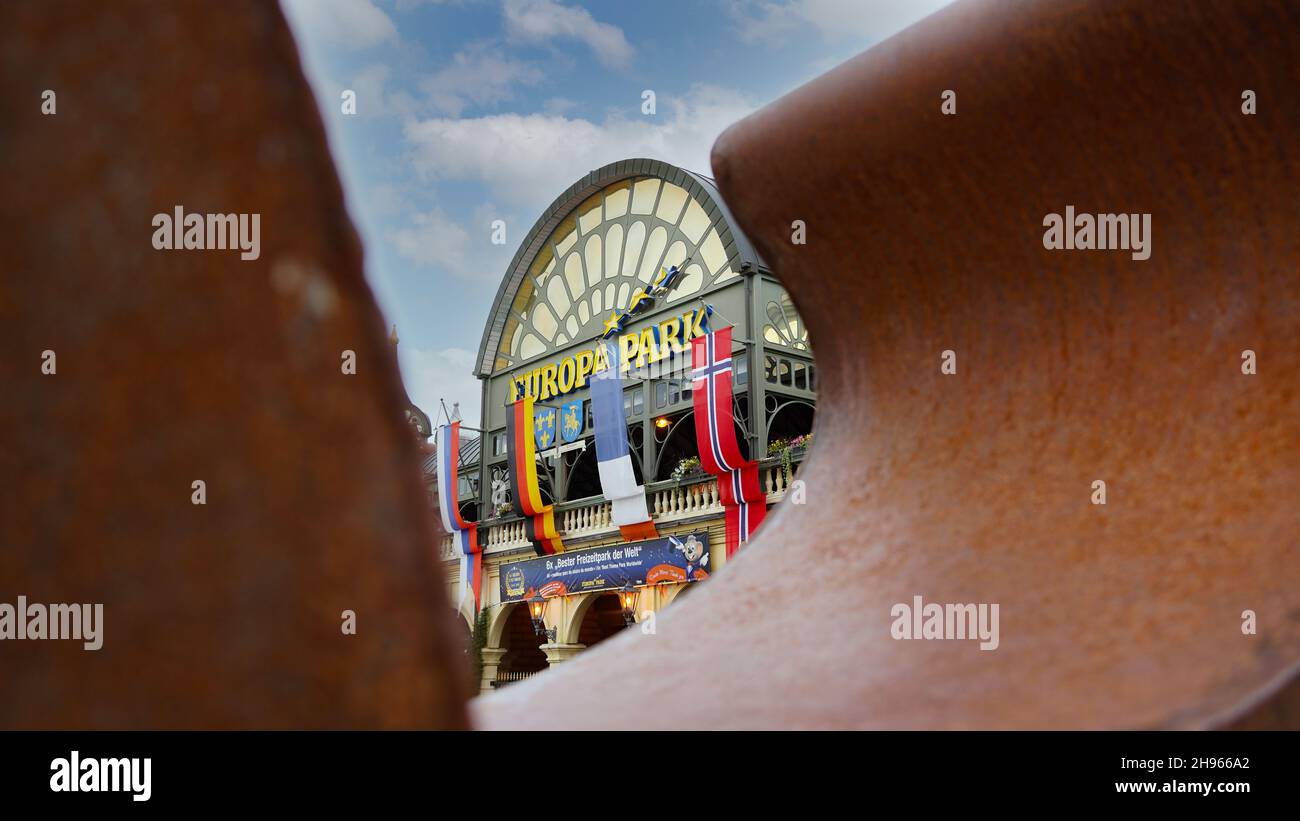 Rust, Germany-July 7.21: Entrance gate to Europa-Park Stock Photo