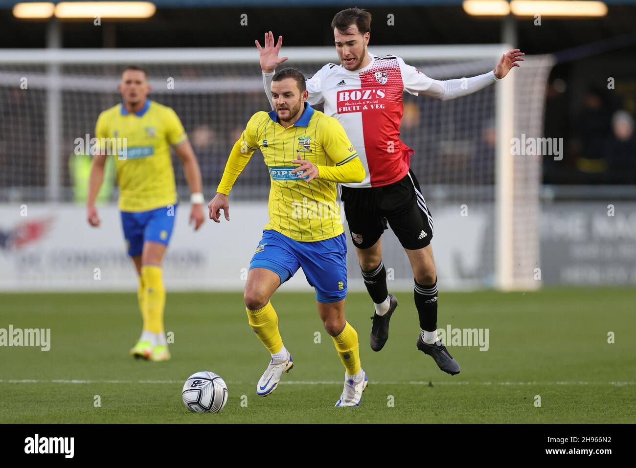 SOLIHULL, ENGLAND. DECEMBER 4TH 2021. Jamey Osborne of Solihull Moors runs with the ball during the Vanarama National League match between Solihull Moors and Woking FC at the Armco Stadium, Solihull on Saturday 4th December 2021. (Credit: James Holyoak/Alamy Live News) Stock Photo