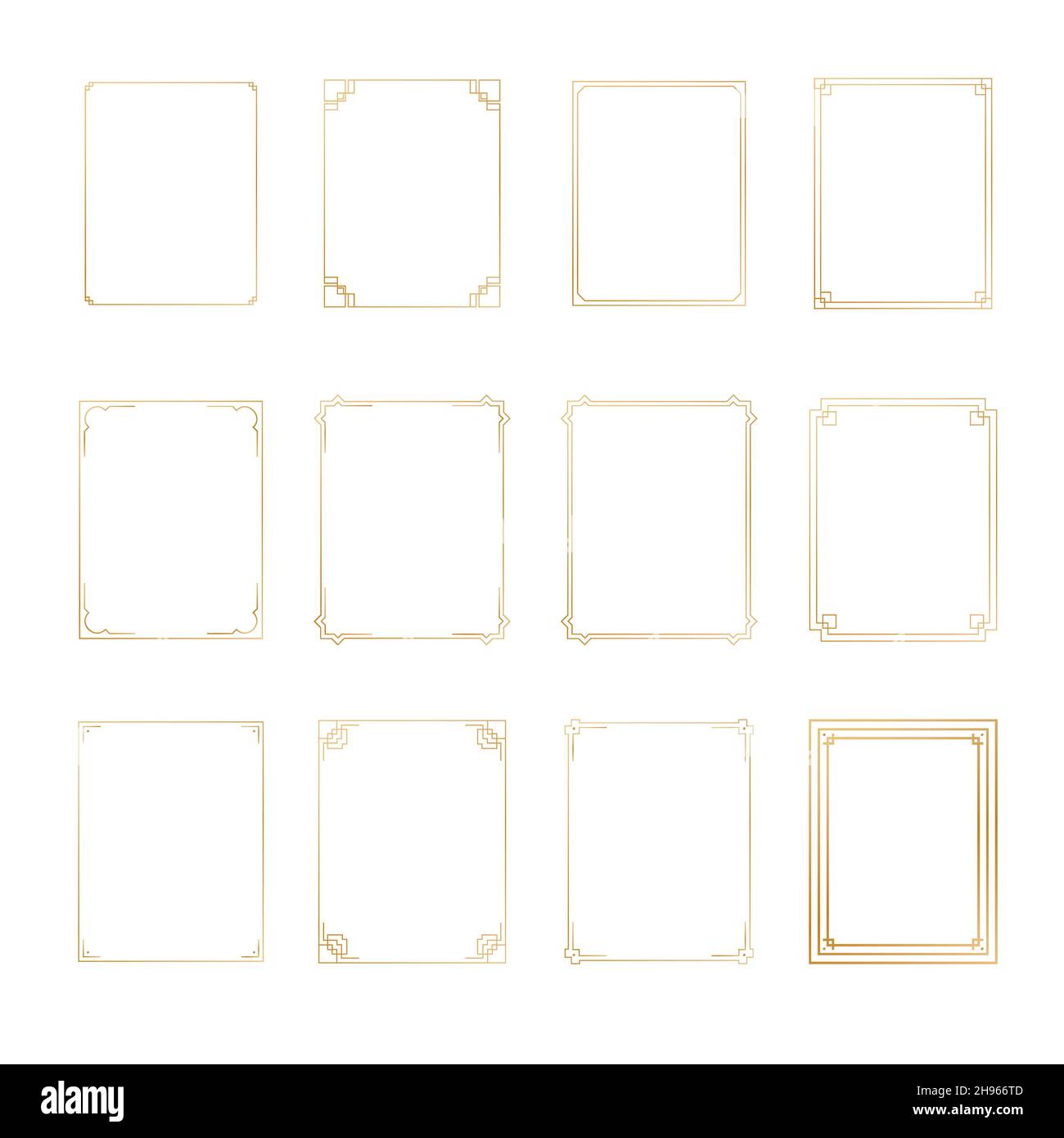 Art Deco gold horizontal frames and borders collection 2. Trendy gatsby ...