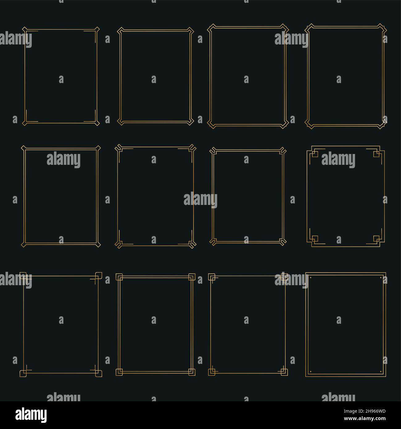 Art Deco gold horizontal frames and borders collection 2. Trendy gatsby ...