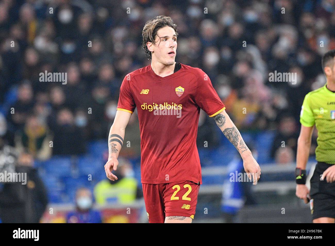 Nicolo Zaniolo of FC Internazionale competes for the ball with Vitja