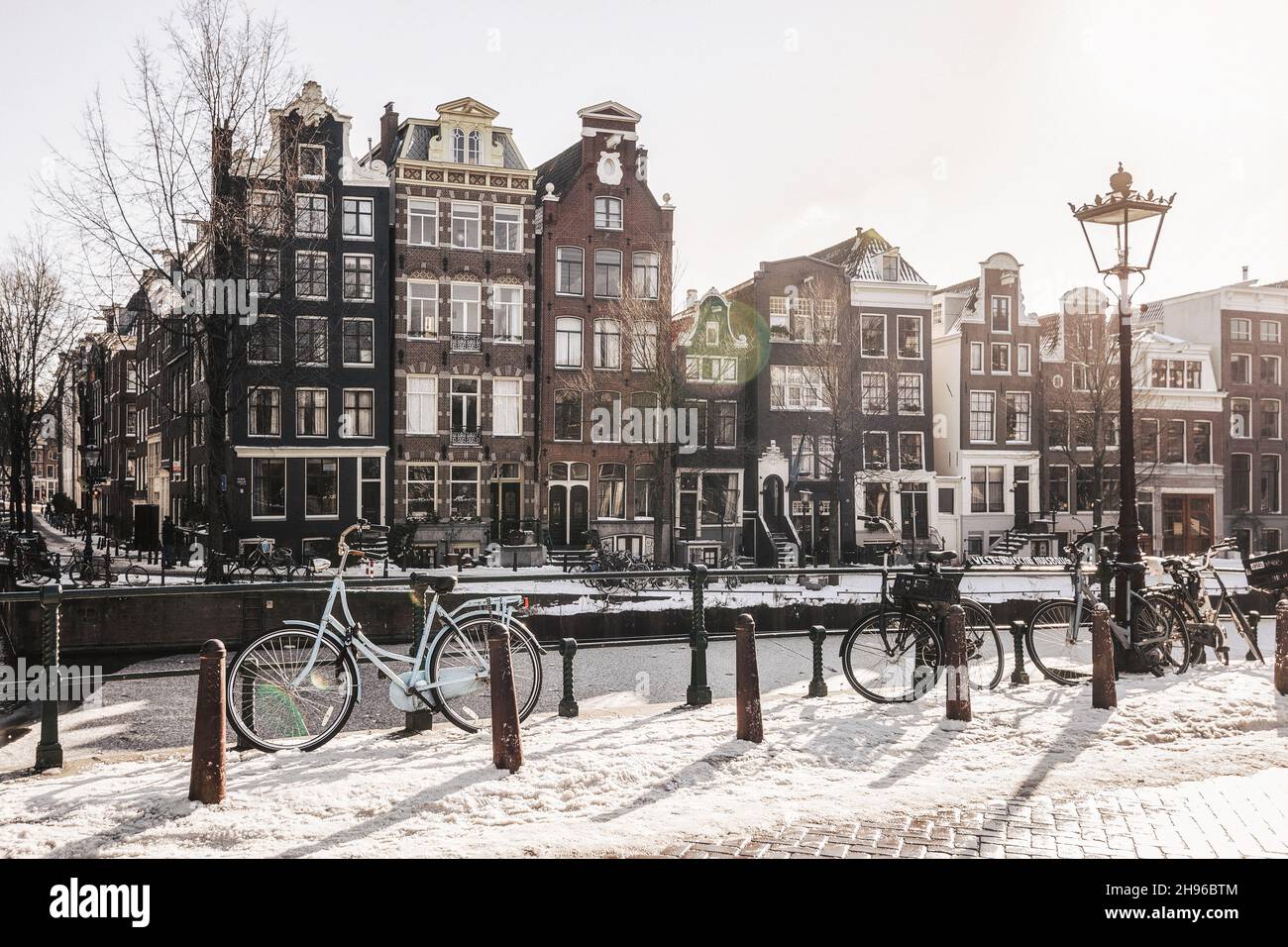 Amsterdam, Netherlands, February 12, 2021: Amsterdam in the Netherlands in winter. Stock Photo