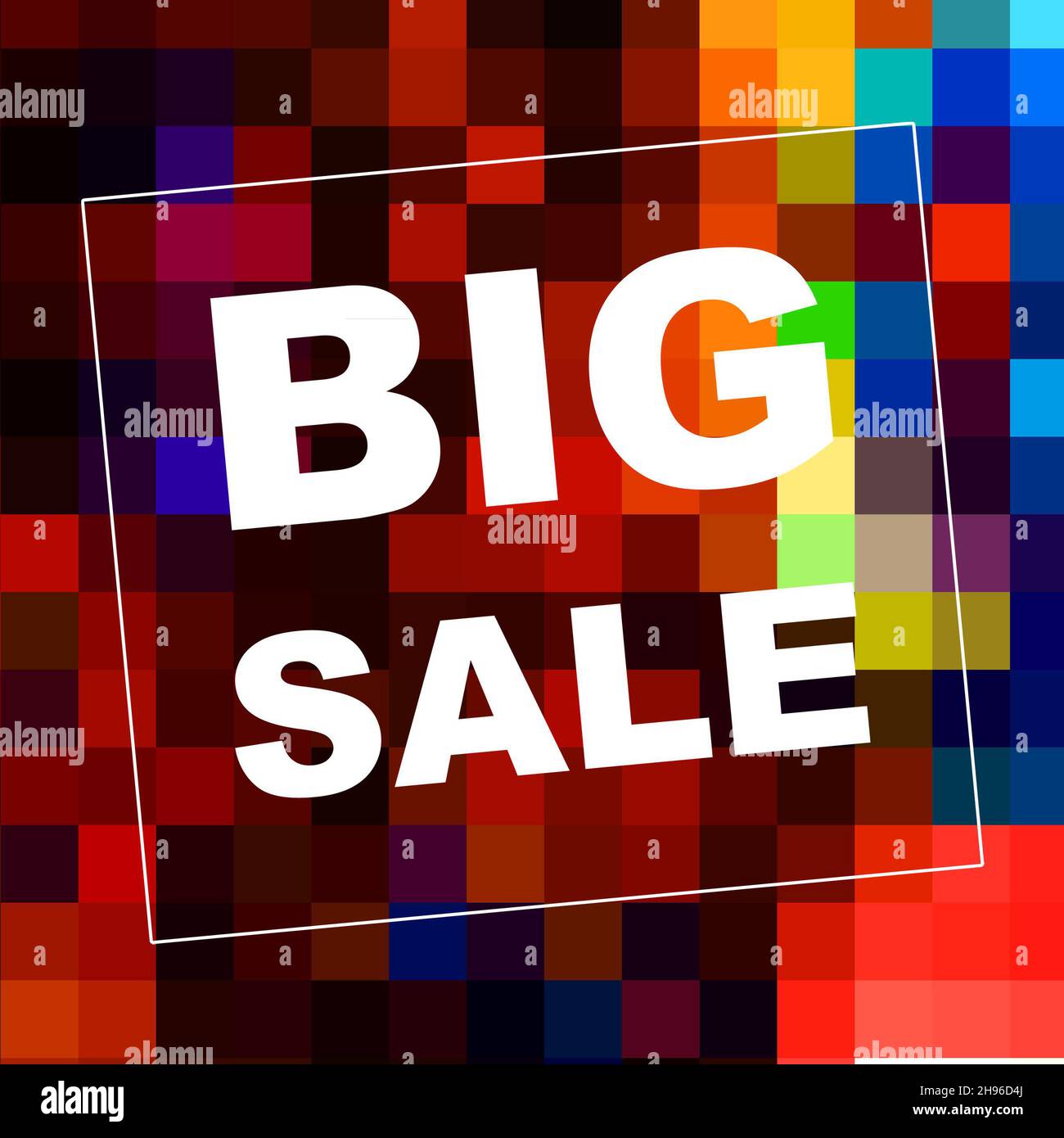 Big sale letters on pixelated background. Discount retail business concept. Black friday concept. Stock Photo